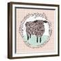 Cute Little Sheep Illustration for Children.-cherry blossom girl-Framed Art Print