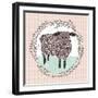 Cute Little Sheep Illustration for Children.-cherry blossom girl-Framed Art Print