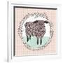 Cute Little Sheep Illustration for Children.-cherry blossom girl-Framed Art Print