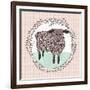 Cute Little Sheep Illustration for Children.-cherry blossom girl-Framed Art Print