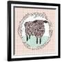 Cute Little Sheep Illustration for Children.-cherry blossom girl-Framed Art Print