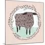 Cute Little Sheep Illustration for Children.-cherry blossom girl-Mounted Art Print