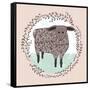 Cute Little Sheep Illustration for Children.-cherry blossom girl-Framed Stretched Canvas