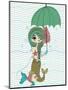 Cute Mermaid with Umbrella-Elena Barenbaum-Mounted Art Print