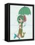 Cute Mermaid with Umbrella-Elena Barenbaum-Framed Stretched Canvas