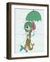 Cute Mermaid with Umbrella-Elena Barenbaum-Framed Art Print