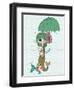 Cute Mermaid with Umbrella-Elena Barenbaum-Framed Premium Giclee Print