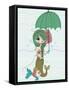 Cute Mermaid with Umbrella-Elena Barenbaum-Framed Stretched Canvas