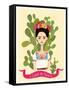 Cute Mexican Girl in an Ancient Dress. Cactus in the Background. Text Fifth of May. Vector Illustra-Salvadorova-Framed Stretched Canvas