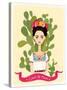 Cute Mexican Girl in an Ancient Dress. Cactus in the Background. Text Fifth of May. Vector Illustra-Salvadorova-Stretched Canvas