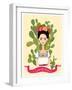 Cute Mexican Girl in an Ancient Dress. Cactus in the Background. Text Fifth of May. Vector Illustra-Salvadorova-Framed Art Print