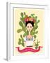 Cute Mexican Girl in an Ancient Dress. Cactus in the Background. Text Fifth of May. Vector Illustra-Salvadorova-Framed Art Print