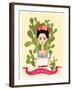 Cute Mexican Girl in an Ancient Dress. Cactus in the Background. Text Fifth of May. Vector Illustra-Salvadorova-Framed Art Print