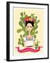 Cute Mexican Girl in an Ancient Dress. Cactus in the Background. Text Fifth of May. Vector Illustra-Salvadorova-Framed Art Print