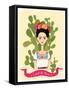 Cute Mexican Girl in an Ancient Dress. Cactus in the Background. Text Fifth of May. Vector Illustra-Salvadorova-Framed Stretched Canvas