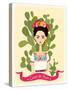 Cute Mexican Girl in an Ancient Dress. Cactus in the Background. Text Fifth of May. Vector Illustra-Salvadorova-Stretched Canvas