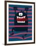 Cute Monster Vector Character Design-braingraph-Framed Art Print