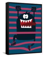 Cute Monster Vector Character Design-braingraph-Framed Stretched Canvas