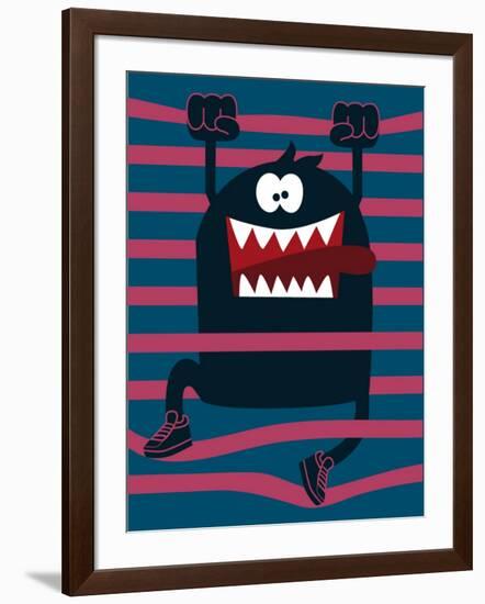 Cute Monster Vector Character Design-braingraph-Framed Art Print