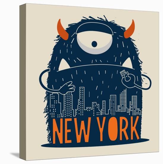 Cute Monster Vector Character Design-braingraph-Stretched Canvas