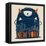 Cute Monster Vector Character Design-braingraph-Framed Stretched Canvas