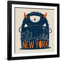 Cute Monster Vector Character Design-braingraph-Framed Art Print