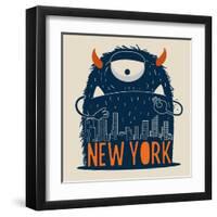 Cute Monster Vector Character Design-braingraph-Framed Art Print