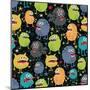 Cute Monsters Seamless Texture with Stars.-panova-Mounted Art Print