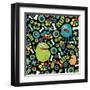 Cute Monsters Seamless Texture.-panova-Framed Art Print