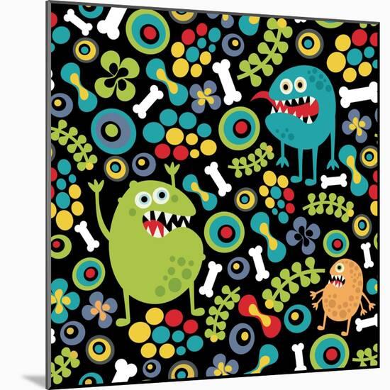 Cute Monsters Seamless Texture.-panova-Mounted Art Print