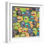 Cute Monsters Seamless Texture-panova-Framed Art Print