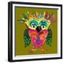 Cute Owl, Cartoon Drawing, Cute Illustration for Children, Vector Illustrations (Hipster Symbol Ser-De Visu-Framed Premium Giclee Print