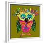 Cute Owl, Cartoon Drawing, Cute Illustration for Children, Vector Illustrations (Hipster Symbol Ser-De Visu-Framed Premium Giclee Print