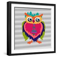 Cute Owl, Cartoon Drawing, Cute Illustration for Children, Vector Illustrations (Hipster Symbol Ser-De Visu-Framed Art Print