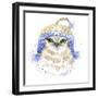 Cute Owl T-Shirt Graphics, Watercolor Forest Owl Illustration with Splash Watercolor Textured Backg-Faenkova Elena-Framed Art Print