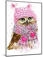 Cute Owl Watercolor Illustration for Tee Shirt Graphics, Fashion Print, Poster, Textiles-Faenkova Elena-Mounted Art Print