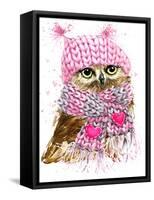 Cute Owl Watercolor Illustration for Tee Shirt Graphics, Fashion Print, Poster, Textiles-Faenkova Elena-Framed Stretched Canvas