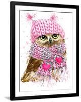 Cute Owl Watercolor Illustration for Tee Shirt Graphics, Fashion Print, Poster, Textiles-Faenkova Elena-Framed Art Print