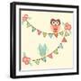 Cute Owls Hanging in Flags-AnaMarques-Framed Art Print