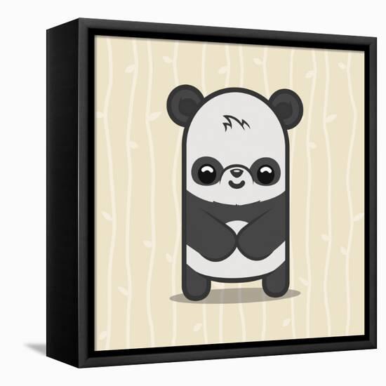 Cute Panda-Jace Grey-Framed Stretched Canvas