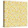 Cute Pattern in Small Flower. Small Yellow Flowers. White Background. Ditsy Floral Background. the-Ann and Pen-Stretched Canvas