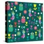 Cute Pattern with Cartoon Birds and Flowers-Luizavictorya72-Stretched Canvas