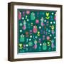 Cute Pattern with Cartoon Birds and Flowers-Luizavictorya72-Framed Art Print