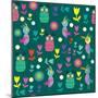 Cute Pattern with Cartoon Birds and Flowers-Luizavictorya72-Mounted Art Print