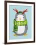 Cute Penguin in Scarf. Watercolor Illustration.Perfect for Christmas Cards.-Maria Sem-Framed Art Print