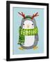 Cute Penguin in Scarf. Watercolor Illustration.Perfect for Christmas Cards.-Maria Sem-Framed Art Print