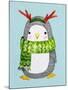 Cute Penguin in Scarf. Watercolor Illustration.Perfect for Christmas Cards.-Maria Sem-Mounted Art Print