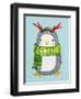 Cute Penguin in Scarf. Watercolor Illustration.Perfect for Christmas Cards.-Maria Sem-Framed Art Print