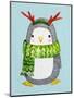 Cute Penguin in Scarf. Watercolor Illustration.Perfect for Christmas Cards.-Maria Sem-Mounted Art Print