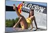 Cute Pin-Up Girl Sitting on the Wing of a P-51 Mustang-null-Mounted Premium Photographic Print